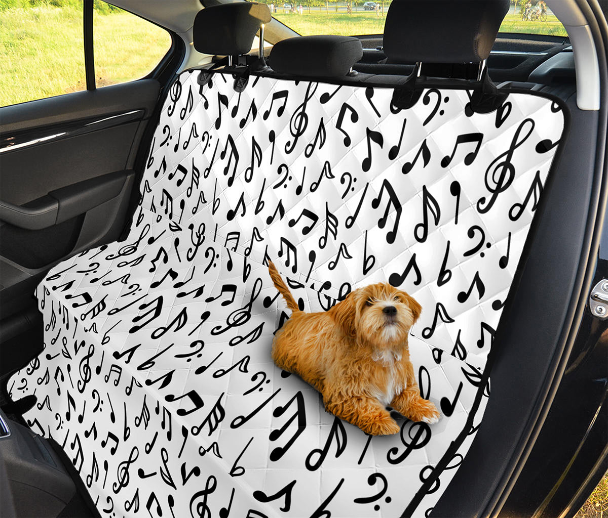 White And Black Music Note Pattern Print Pet Car Back Seat Cover