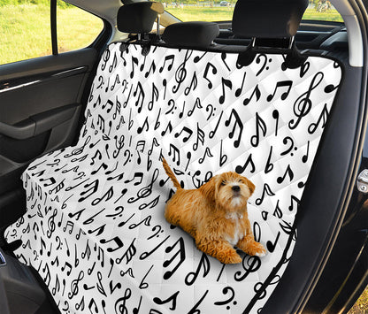 White And Black Music Note Pattern Print Pet Car Back Seat Cover