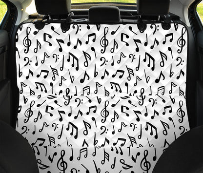 White And Black Music Note Pattern Print Pet Car Back Seat Cover