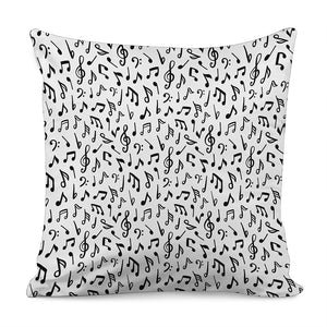 White And Black Music Note Pattern Print Pillow Cover