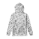White And Black Music Note Pattern Print Pullover Hoodie