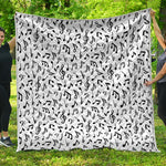 White And Black Music Note Pattern Print Quilt