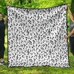 White And Black Music Note Pattern Print Quilt