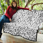 White And Black Music Note Pattern Print Quilt