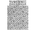 White And Black Music Note Pattern Print Quilt Bed Set
