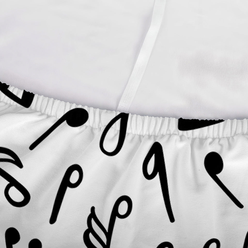 White And Black Music Note Pattern Print Sofa Cover