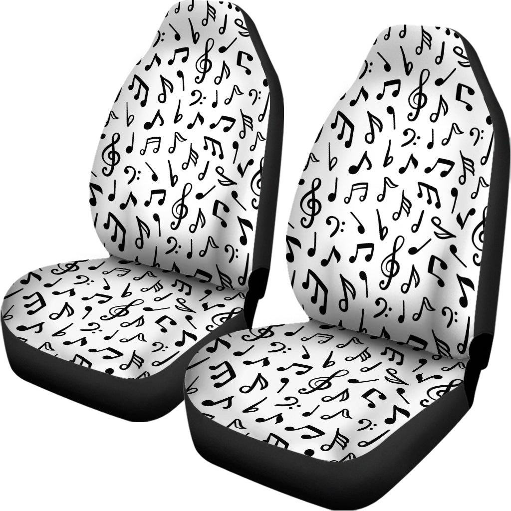 White And Black Music Note Pattern Print Universal Fit Car Seat Covers