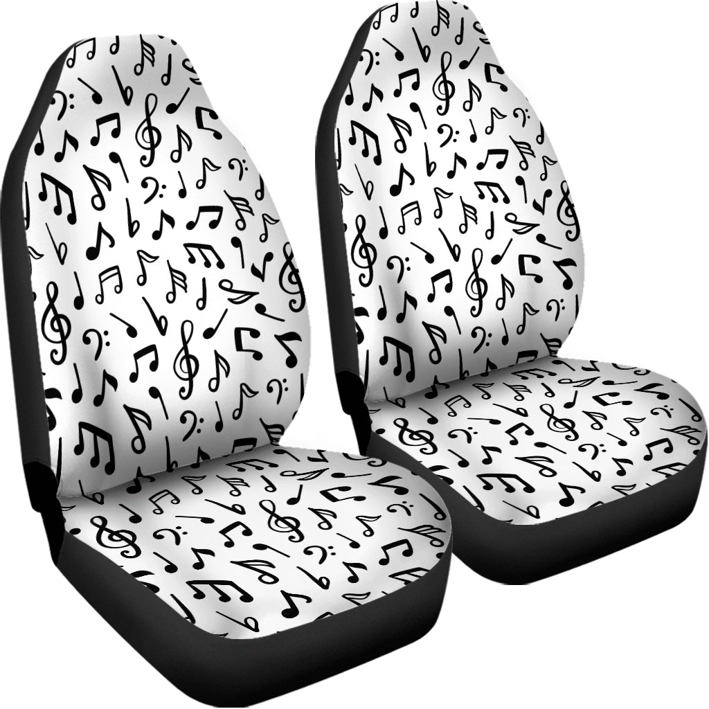 White And Black Music Note Pattern Print Universal Fit Car Seat Covers