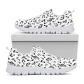 White And Black Music Note Pattern Print White Running Shoes