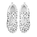 White And Black Music Note Pattern Print White Sneakers