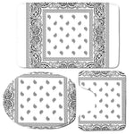 White And Black Paisley Bandana Print 3 Piece Bath Mat Set