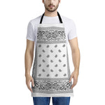 White And Black Paisley Bandana Print Apron