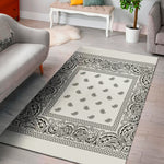 White And Black Paisley Bandana Print Area Rug
