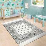 White And Black Paisley Bandana Print Area Rug