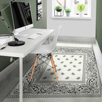 White And Black Paisley Bandana Print Area Rug