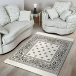 White And Black Paisley Bandana Print Area Rug