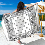White And Black Paisley Bandana Print Beach Sarong Wrap