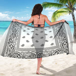 White And Black Paisley Bandana Print Beach Sarong Wrap