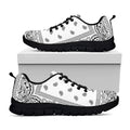 White And Black Paisley Bandana Print Black Running Shoes