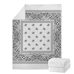 White And Black Paisley Bandana Print Blanket