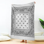 White And Black Paisley Bandana Print Blanket