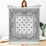 White And Black Paisley Bandana Print Blanket