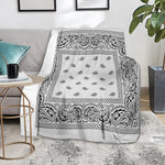 White And Black Paisley Bandana Print Blanket