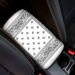 White And Black Paisley Bandana Print Car Center Console Cover