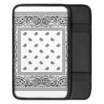 White And Black Paisley Bandana Print Car Center Console Cover