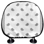 White And Black Paisley Bandana Print Car Headrest Covers