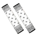 White And Black Paisley Bandana Print Car Seat Belt Covers