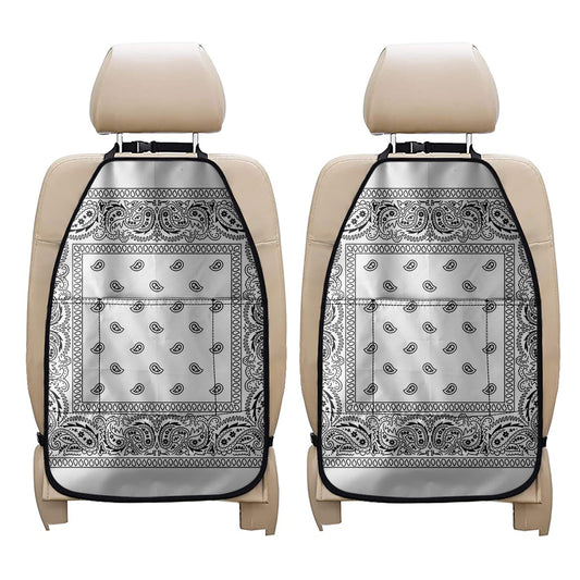 White And Black Paisley Bandana Print Car Seat Organizers
