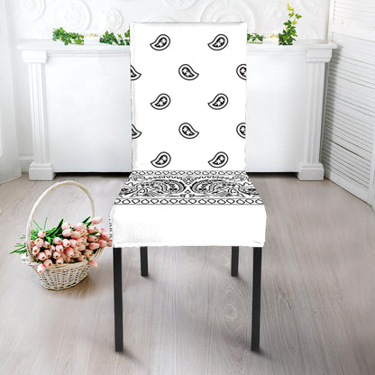 White And Black Paisley Bandana Print Dining Chair Slipcover