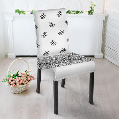 White And Black Paisley Bandana Print Dining Chair Slipcover