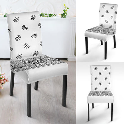 White And Black Paisley Bandana Print Dining Chair Slipcover