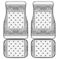 White And Black Paisley Bandana Print Front and Back Car Floor Mats