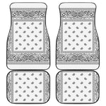 White And Black Paisley Bandana Print Front and Back Car Floor Mats