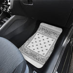White And Black Paisley Bandana Print Front and Back Car Floor Mats