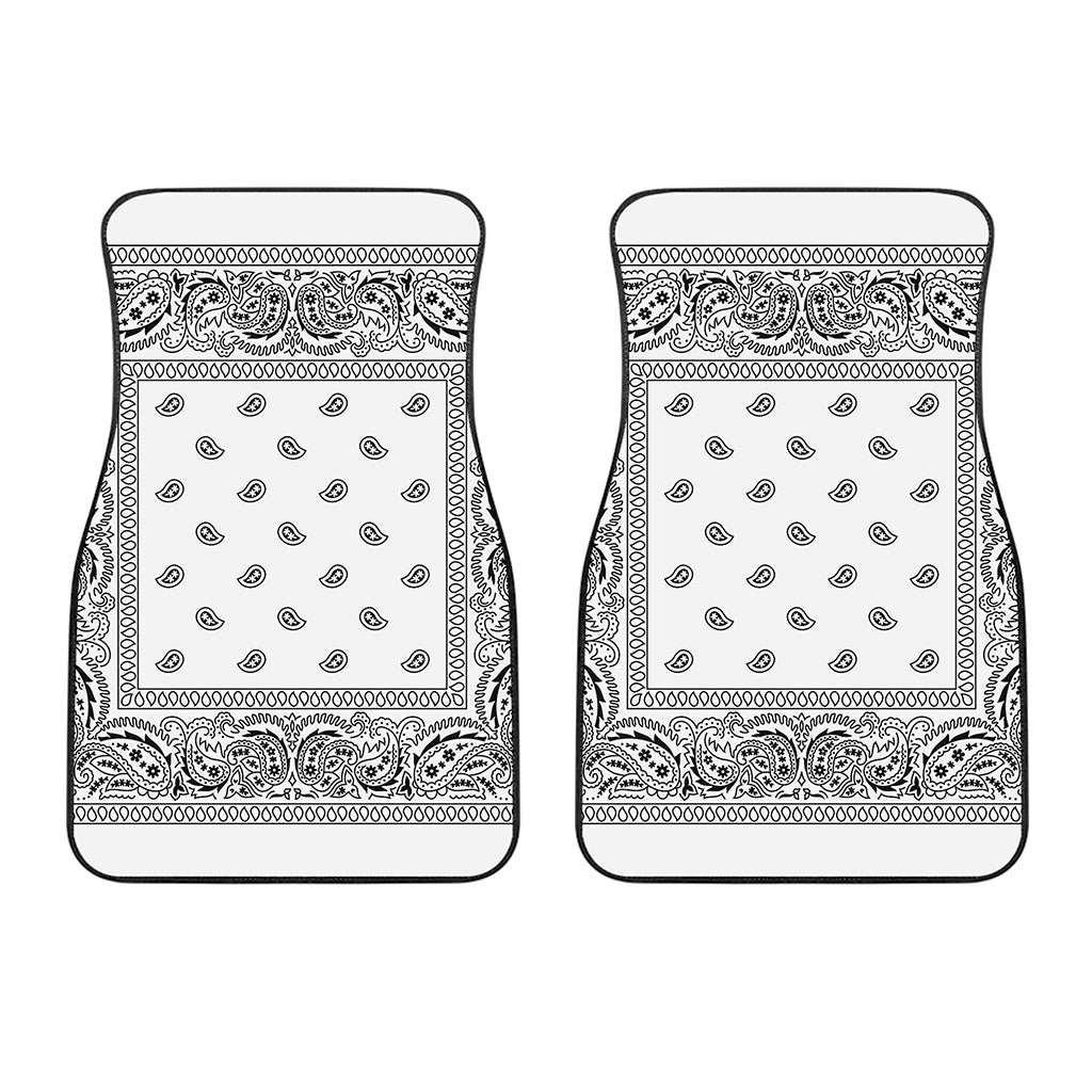 White And Black Paisley Bandana Print Front Car Floor Mats