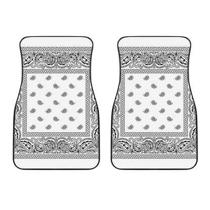 White And Black Paisley Bandana Print Front Car Floor Mats