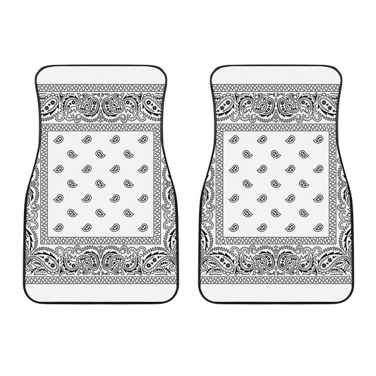 White And Black Paisley Bandana Print Front Car Floor Mats