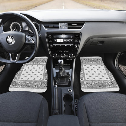 White And Black Paisley Bandana Print Front Car Floor Mats