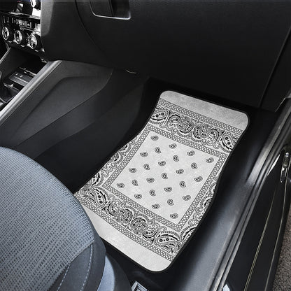 White And Black Paisley Bandana Print Front Car Floor Mats
