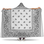 White And Black Paisley Bandana Print Hooded Blanket
