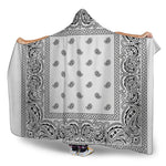 White And Black Paisley Bandana Print Hooded Blanket