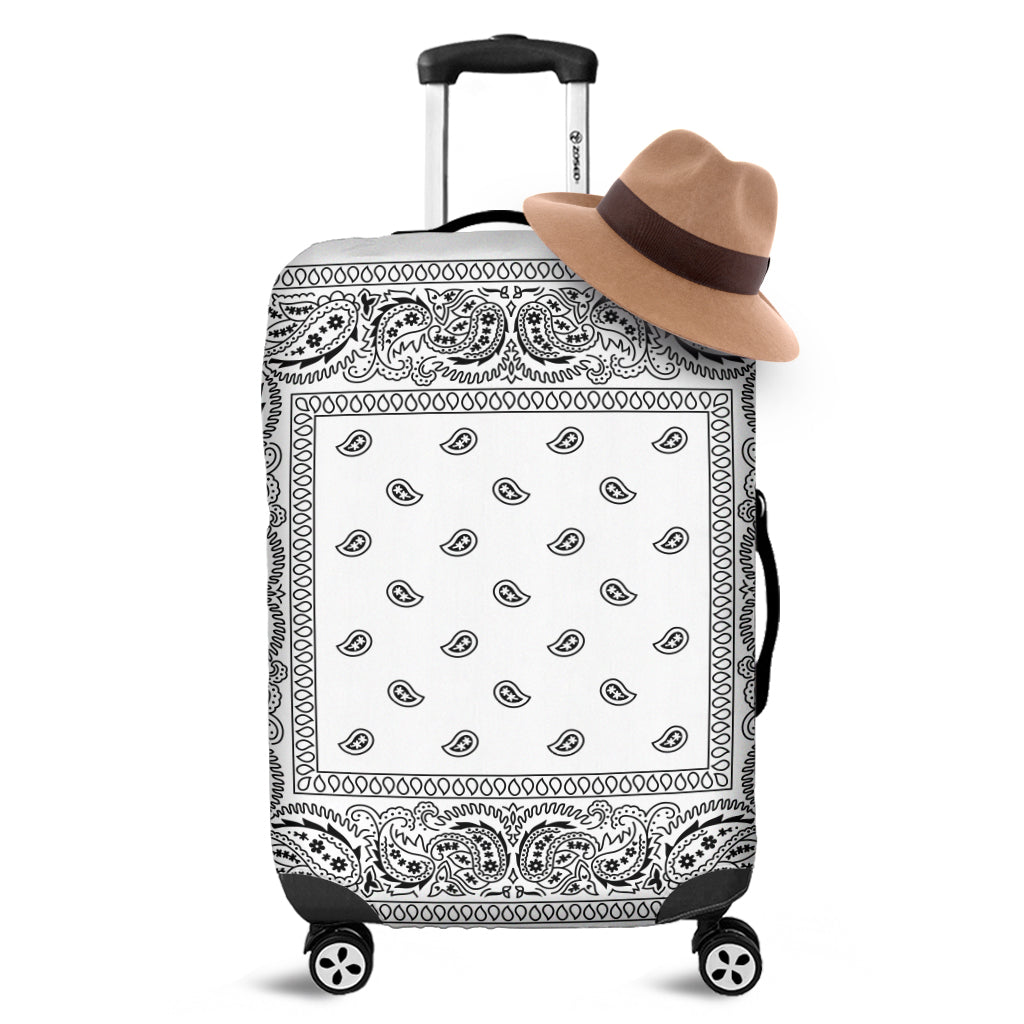 White And Black Paisley Bandana Print Luggage Cover