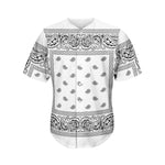 White And Black Paisley Bandana Print Men's Baseball Jersey