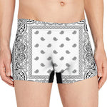White And Black Paisley Bandana Print Men's Boxer Briefs
