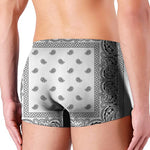 White And Black Paisley Bandana Print Men's Boxer Briefs