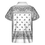 White And Black Paisley Bandana Print Men's Short Sleeve Shirt